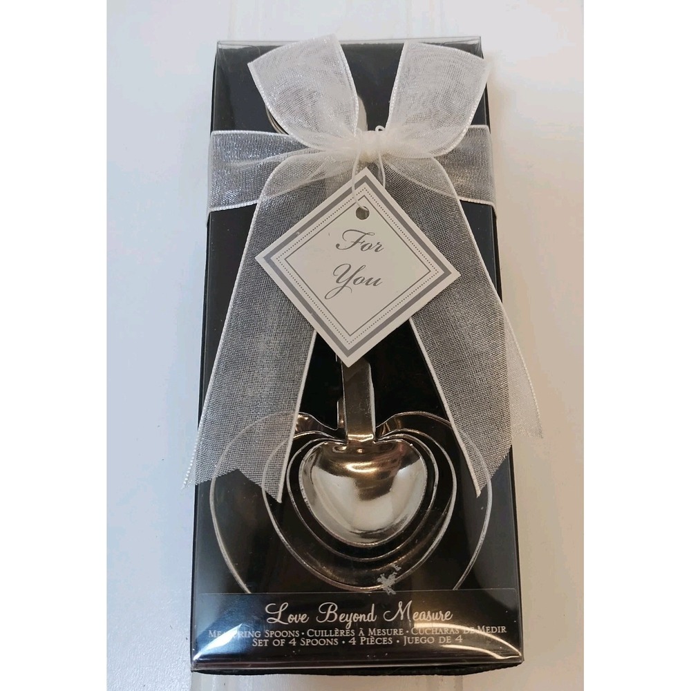 Measuring Spoon Set Heart Shaped Stainless Steel With Ring Holder KATE ASPEN